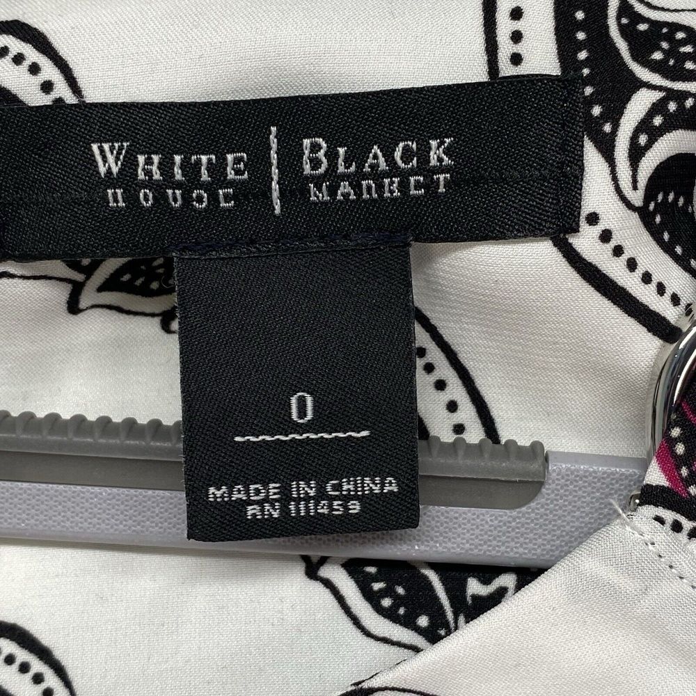 White House Black‎ Market WHBM Top Blouse Womens 0 Purple white black Keyhole - Picture 4 of 11